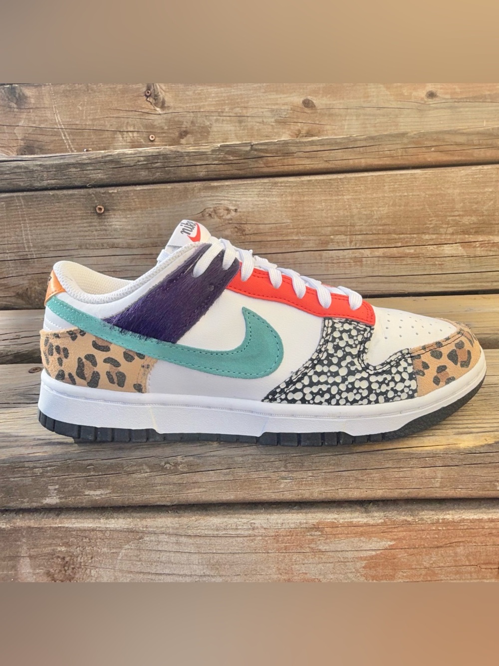 Rare Nike Dunk Low SE Safari Mix Patchwork Animal Print Womenâs 7.5 - Picture 3 of 11